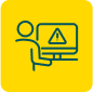 Icon showing a user trying to visit a website with a warning icon on it