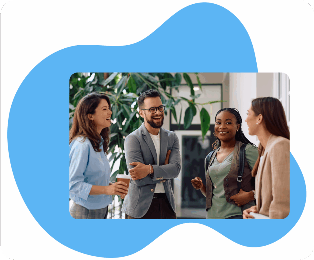 A team discussing together