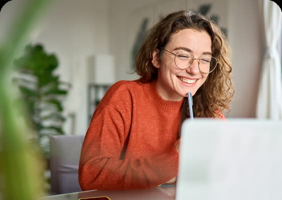 Woman on a video call on a laptop